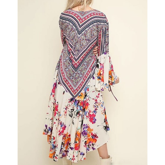 Boho Floral Patchwork Kimono Sz S & M JUNIORS - Picture 5 of 6